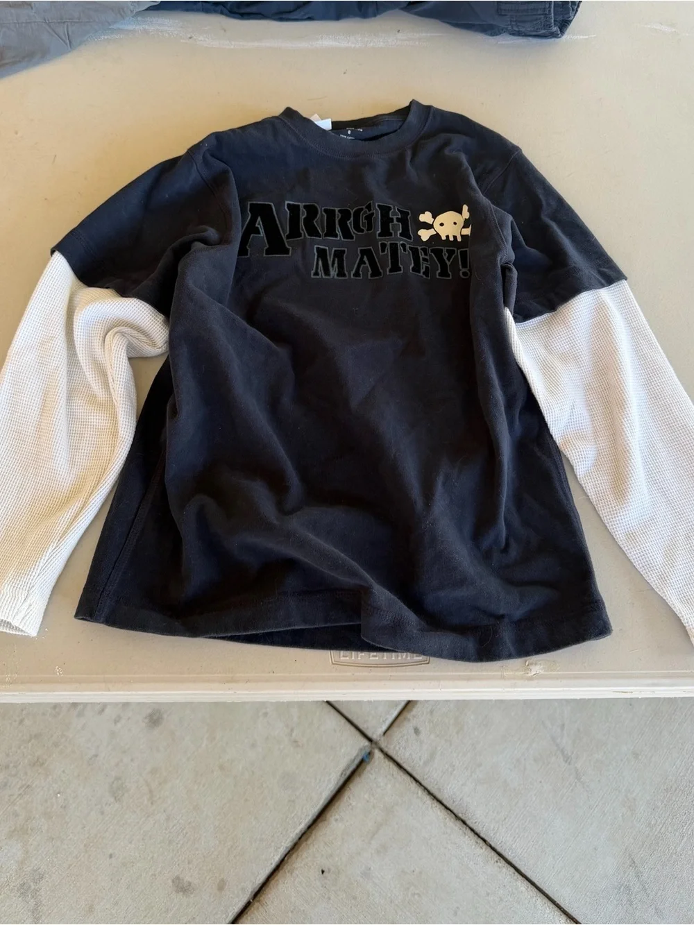 Gymboree Black and White Pirate 'Arrrgh Matey!' Layered-Look Long Sleeve Tee